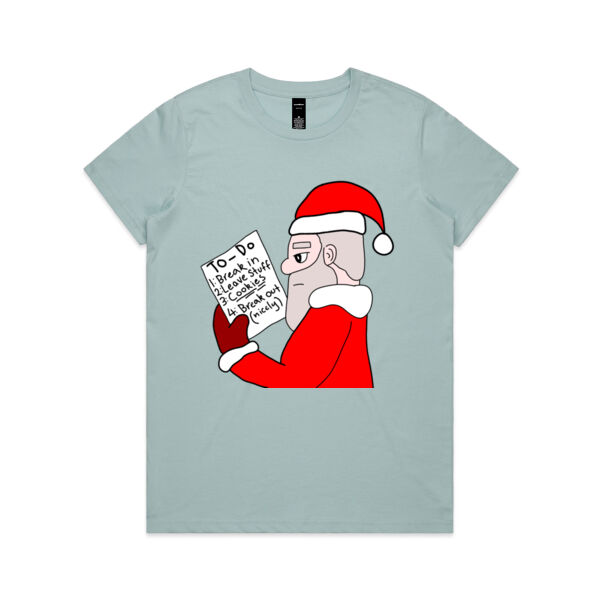 Funny Santas To Do List Shirt - Women's Maple Tee Thumbnail